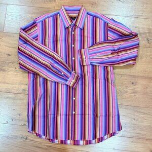 Two Men's Etro designer dress shirts - striped. Excellent condition size 42.